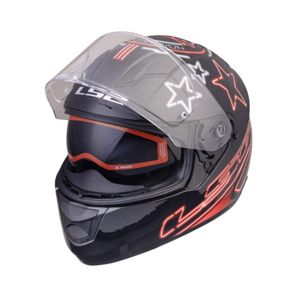 LS2 FF320 Stream Evo Neon Black Red Grey Helmet - Riders Junction
