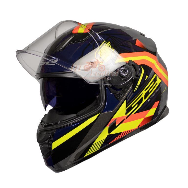 LS2 FF320 Stream Evo Reflex Navy Blue Hi-viz Orange Helmet - Riders Junction