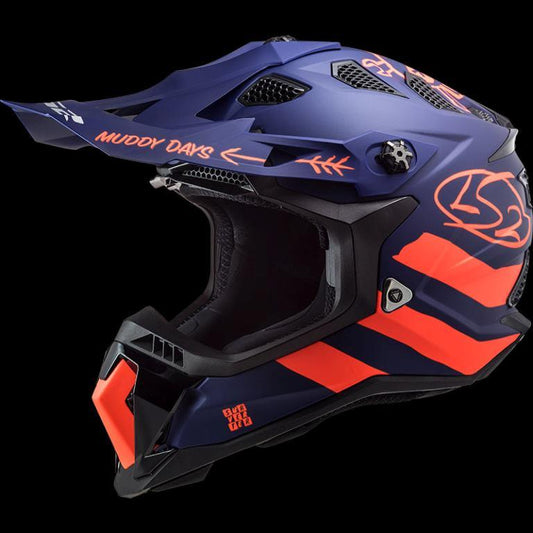 LS2 MX700 Subverter Evo Cargo Gloss Blue Fluo Orange Helmet - Riders Junction