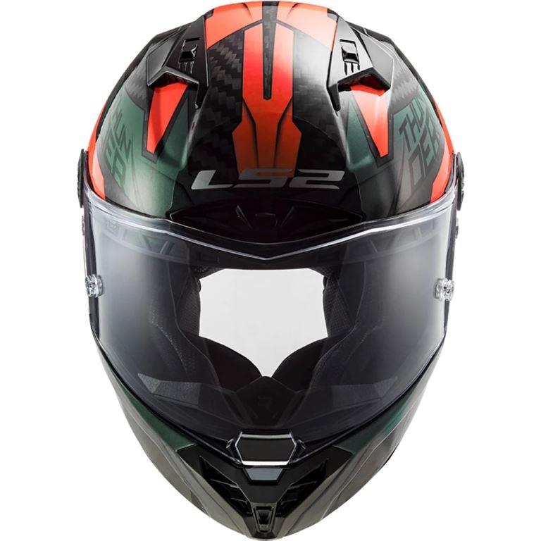 LS2 FF805 Thunder C Chase Gloss Green Orange Helmet - Riders Junction