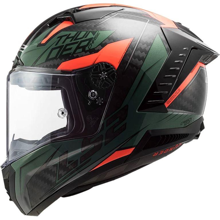 LS2 FF805 Thunder C Chase Gloss Green Orange Helmet - Riders Junction