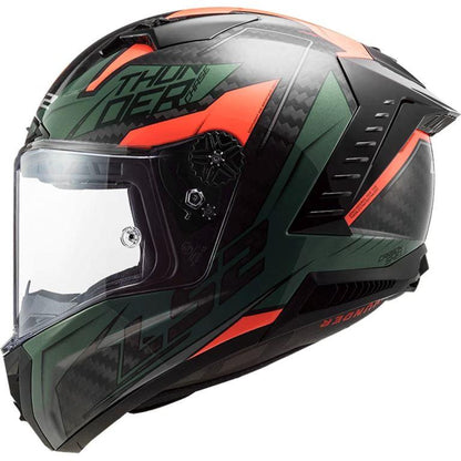 LS2 FF805 Thunder C Chase Gloss Green Orange Helmet - Riders Junction