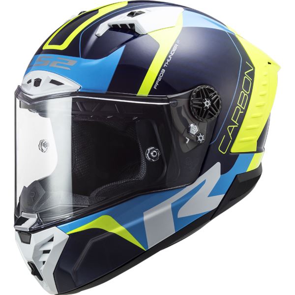 LS2 FF805 Thunder C Racing1 Gl.blue H-v Yellow-06 Helmet - Riders Junction