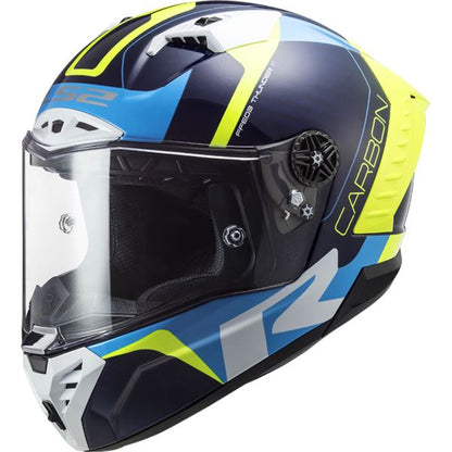 LS2 FF805 Thunder C Racing1 Gl.blue H-v Yellow-06 Helmet - Riders Junction