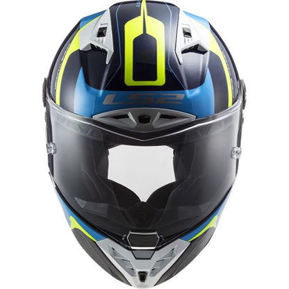LS2 FF805 Thunder C Racing1 Gl.blue H-v Yellow-06 Helmet - Riders Junction