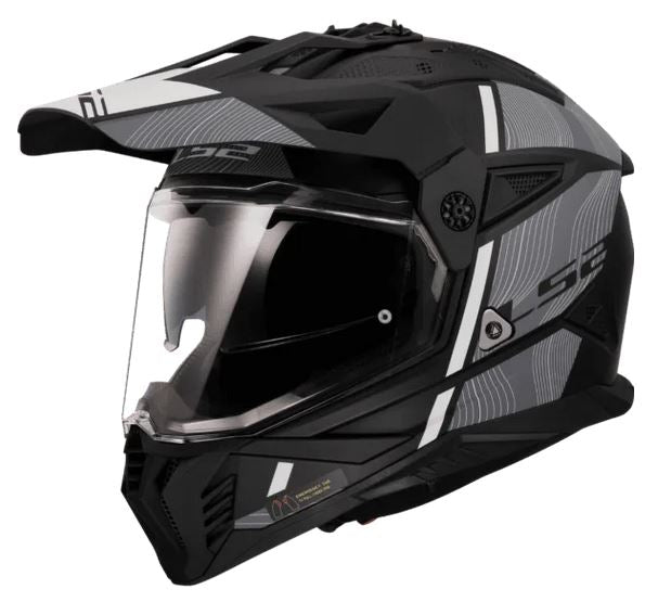 LS2 MX 436 PIONEER II Hill Matt Black White helmet