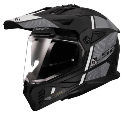 LS2 MX 436 PIONEER II Hill Matt Black White helmet