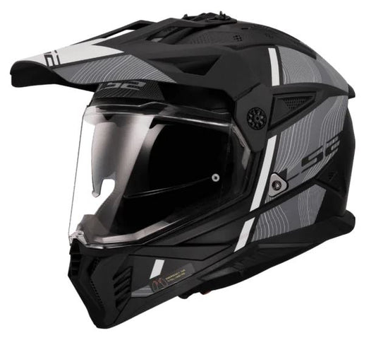 LS2 MX 436 PIONEER II Hill Matt Black White helmet