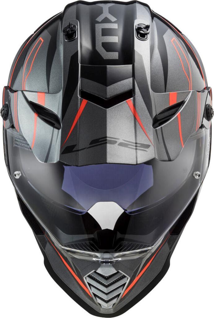 LS2 MX436 Pioneer Evo Knight Titanium Fluo Orange Matt Helmet - Riders Junction