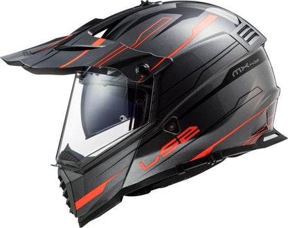 LS2 MX436 Pioneer Evo Knight Titanium Fluo Orange Matt Helmet