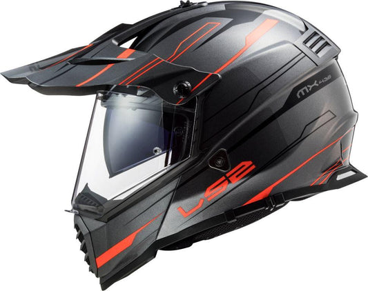 LS2 MX436 Pioneer Evo Knight Titanium Fluo Orange Matt Helmet
