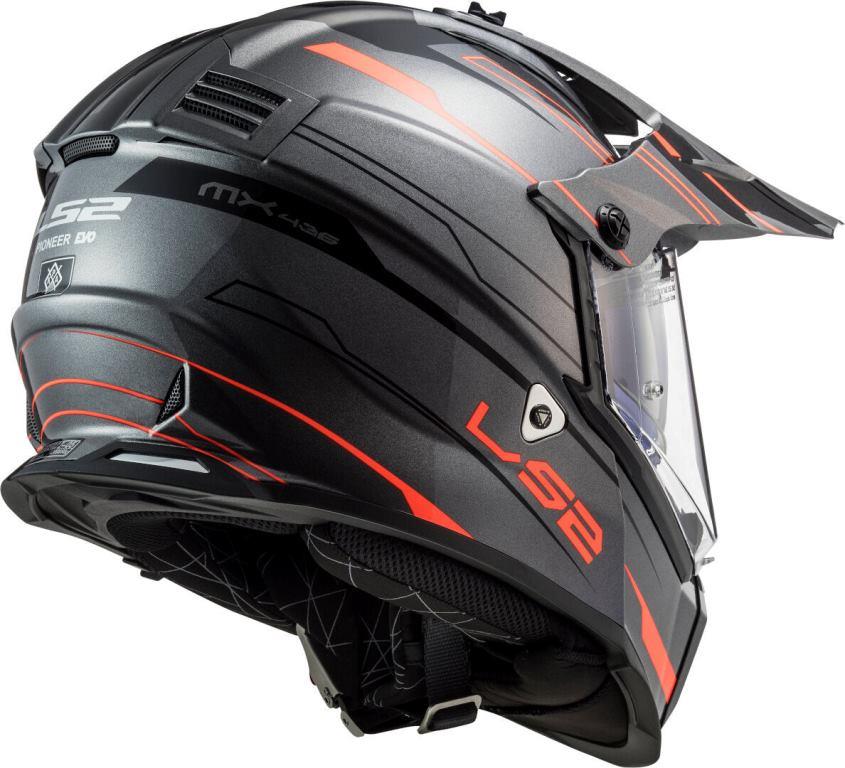LS2 MX436 Pioneer Evo Knight Titanium Fluo Orange Matt Helmet - Riders Junction