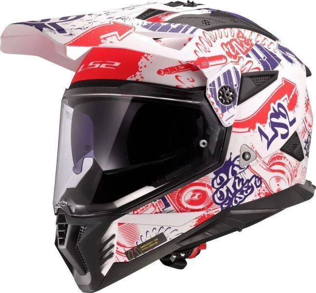 LS2 MX436 Pioneer II Fantasy Matt White Red Blue-06 - Helmet
