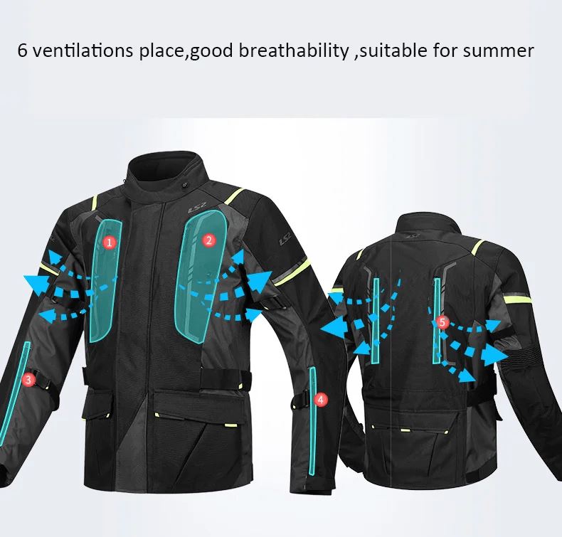 LS2 Narvik Riding Jacket Black Grey Yellow