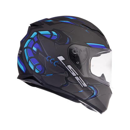 LS2 Stream Evo 2XL Helmet Zuko Matt Black Blue with Pinlock FF320