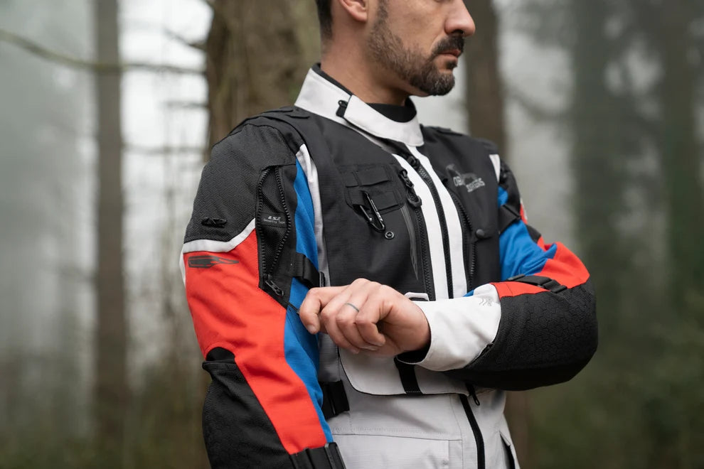 LS2 Breakout Man Jacket Grey Blue Red (CE Class AA Certified)