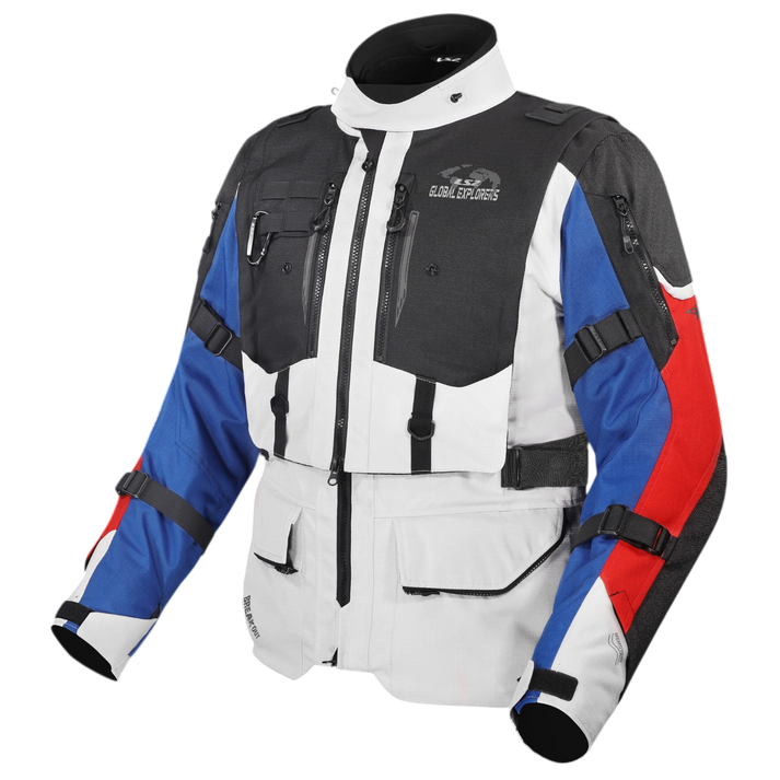 LS2 Breakout Man Jacket Grey Blue Red (CE Class AA Certified)