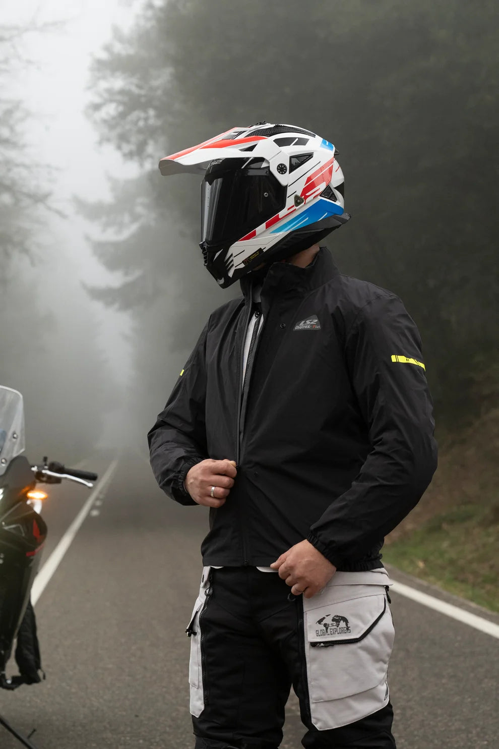 LS2 Breakout Man Jacket Grey Blue Red (CE Class AA Certified)