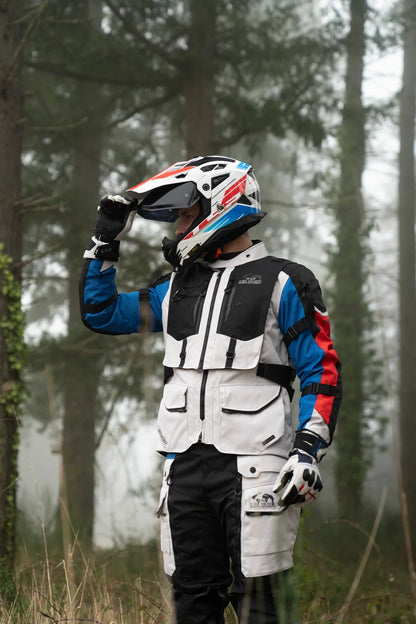 LS2 Breakout Man Jacket Grey Blue Red (CE Class AA Certified)