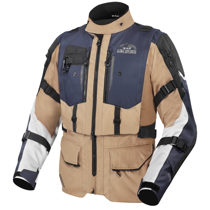 LS2 Breakout Man Jacket Sand Blue Grey (CE Class AA Certified)
