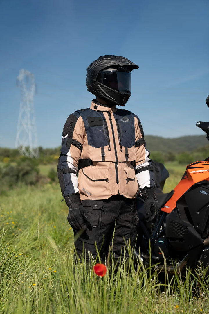 LS2 Breakout Man Jacket Sand Blue Grey (CE Class AA Certified)