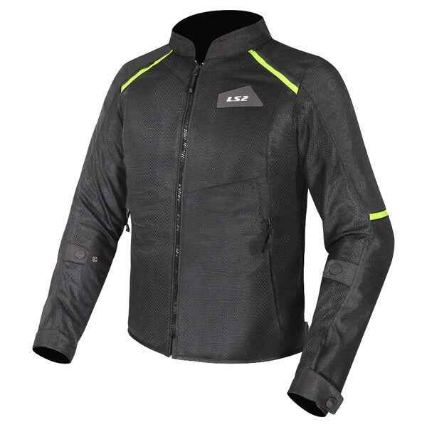 LS2 Breeze Jacket CE Class A Certified Jacket (Black Hi-Viz Yellow)