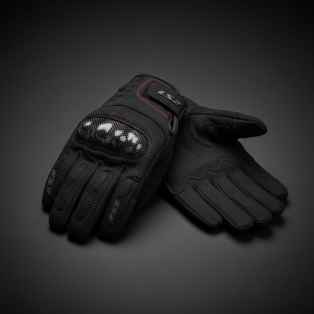 LS2 Chaki Man Carbon Riding Gloves (Black)