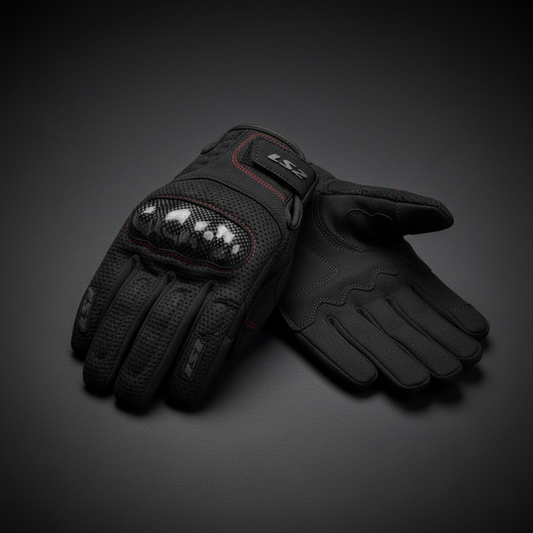 LS2 Chaki Man Carbon Riding Gloves (Black)