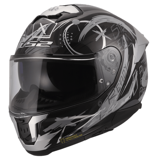 LS2 FF320 Stream II Scratches Black Nardo Grey Helmet
