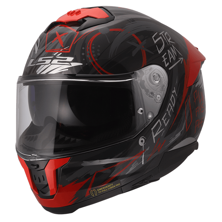 LS2 FF320 Stream II Scratches Black Red Helmet