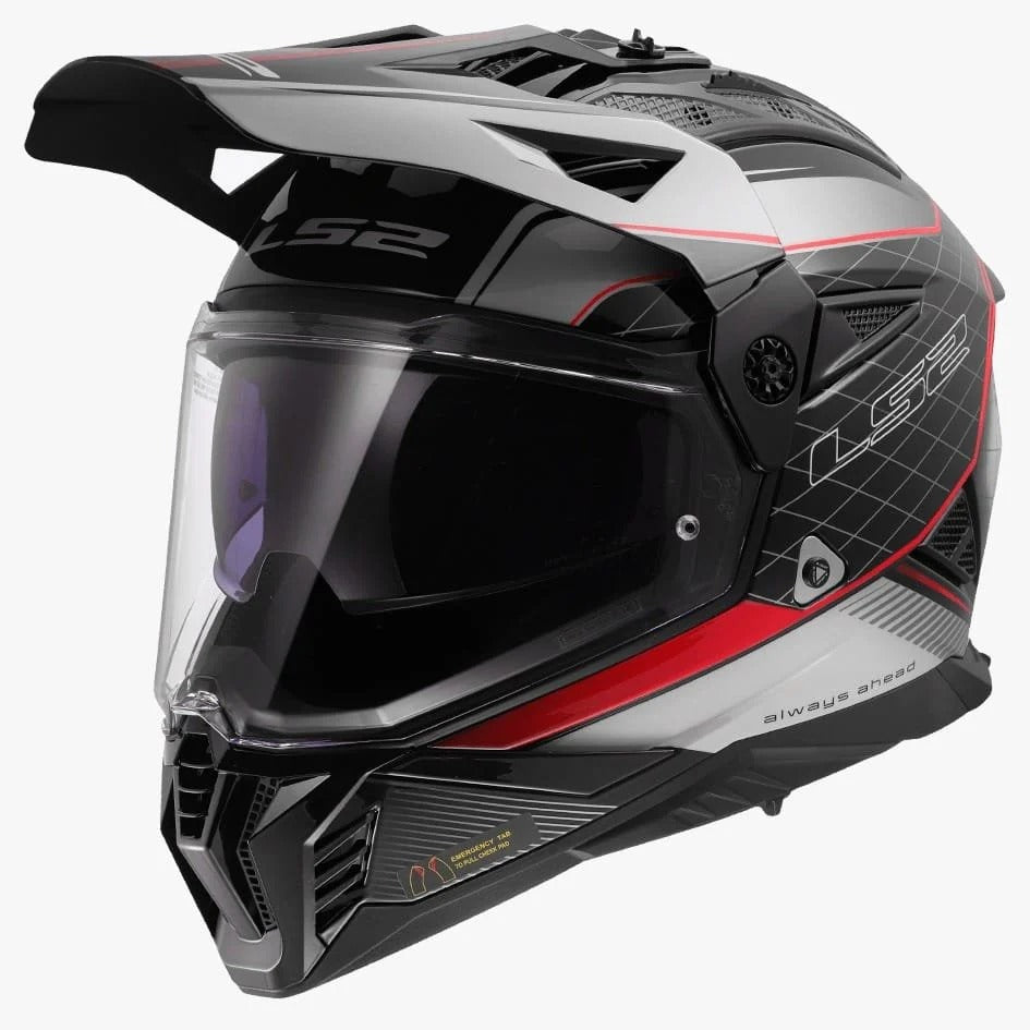 LS2 MX436 Pioneer II 100th Meridian Gl.black Light Gray Red-06 - Helmet