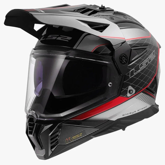 LS2 MX436 Pioneer II 100th Meridian Gl.black Light Gray Red-06 - Helmet