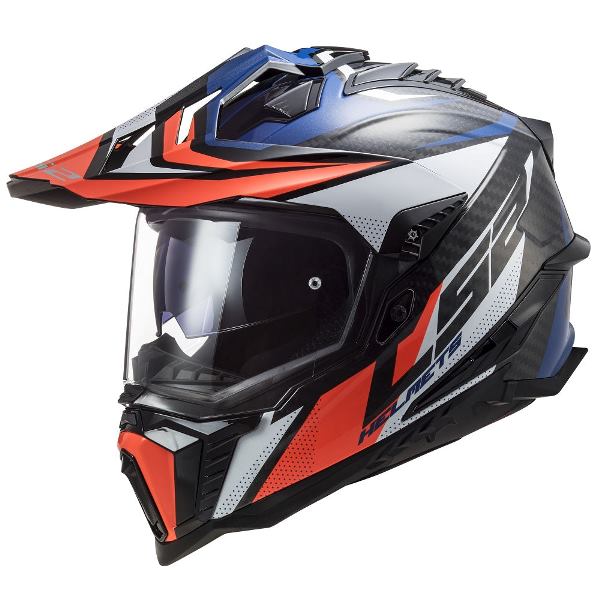 LS2 MX701 Explorer Carbon Focus Gloss Blue White Red - Helmet