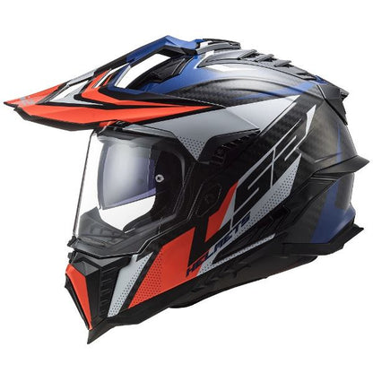 LS2 MX701 Explorer Carbon Focus Gloss Blue White Red - Helmet