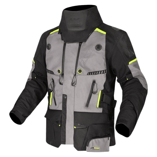 LS2 Apollo Riding Jacket Black Dark Grey H-v Yellow CE CLASS AAA CERTIFIED