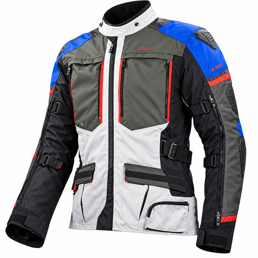 LS2 Norway Riding Jacket Blue Black Grey Red (CE Class AA Certified)
