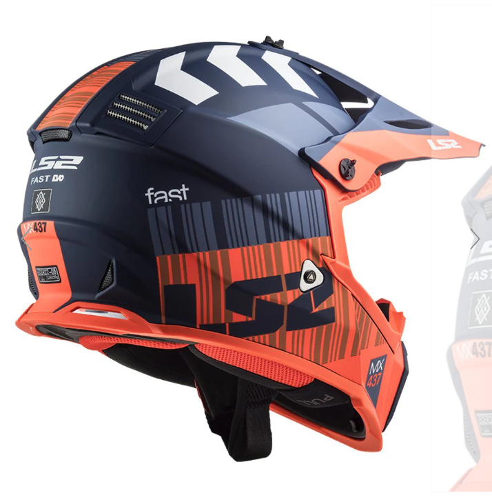 LS2 Fast Evo Xcode Helmet-L Size-Matt Fluro Orange Blue-MX437