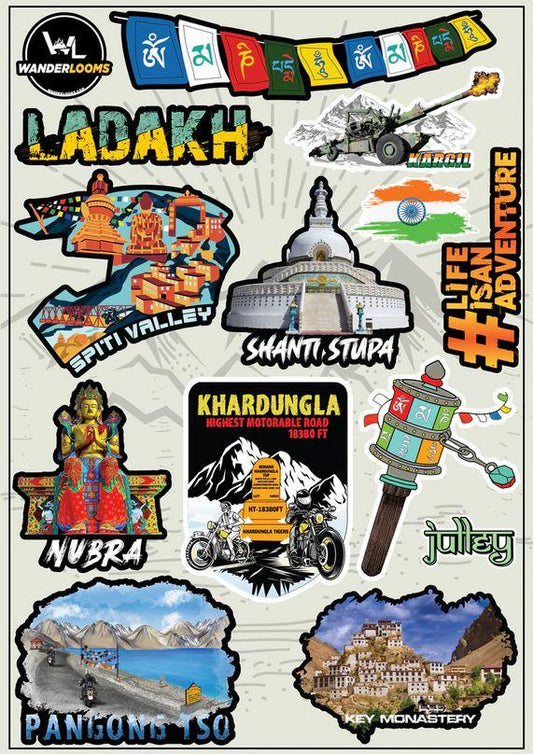 Ladakh Odyssey Sticker Sheet (14 Stickers) - Wander Looms