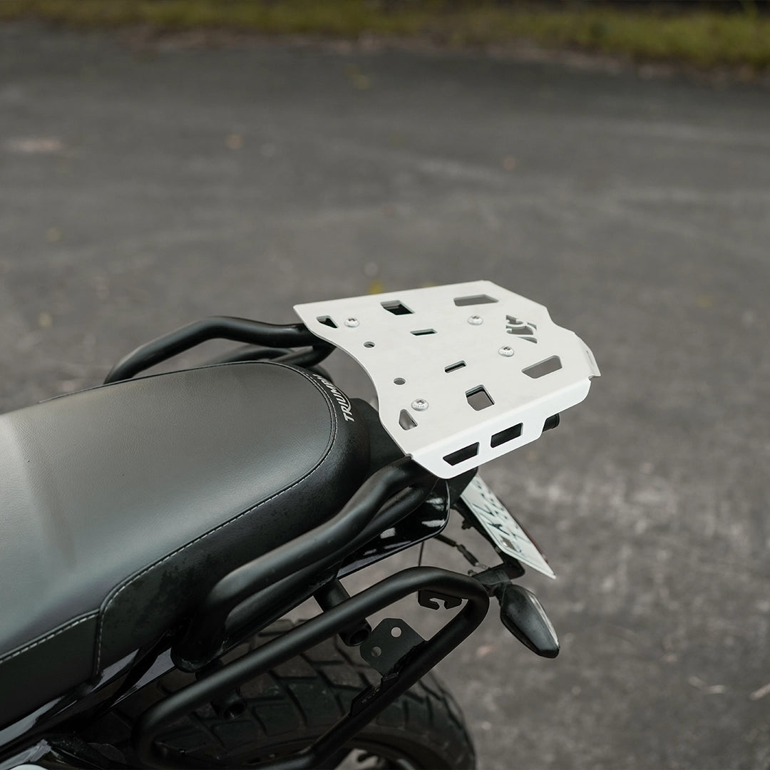 Legundary Custom Triumph Tracker 400 Atlas Luggage Carrier Black and Silver - CAR28608