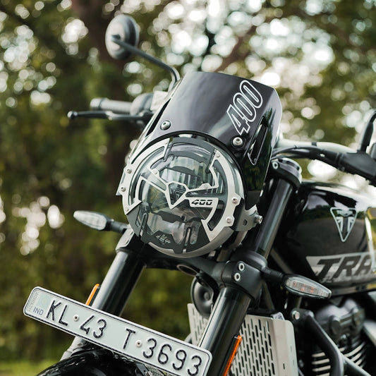 Legundary Custom Triumph Tracker 400 Cosmic Headlight Grill Black &amp; Silver - GRG28609