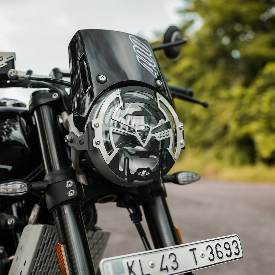 Legundary Custom Triumph Tracker 400 Cosmic Headlight Grill Black &amp; Silver - GRG28609
