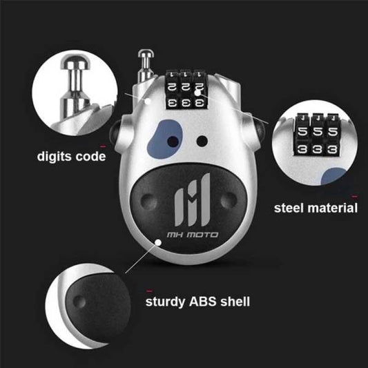 MH Moto Easy lock (Anti-theft Password Wheel Helmet Coded Lock-Silver