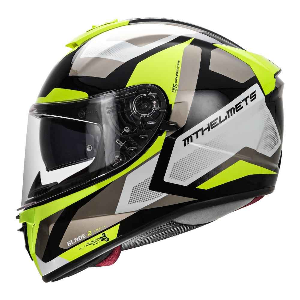 MT Blade 2SV Finish Line Motorcycle Helmet Fluorescent Yellow