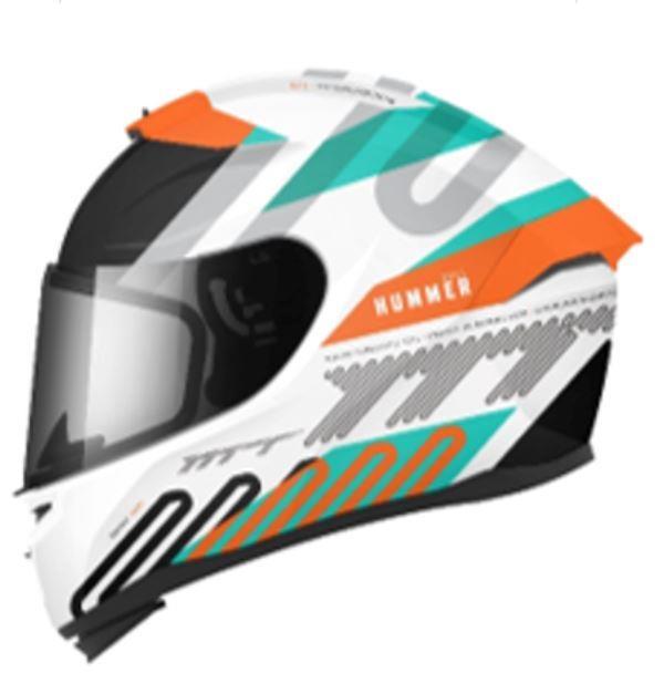 MT Helmet Hummer B Tubex Matt White Orange Green A4
