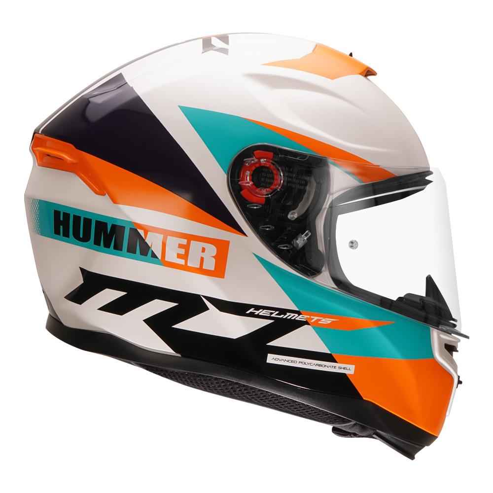 MT Helmet Hummer Quo White Orange Helmet