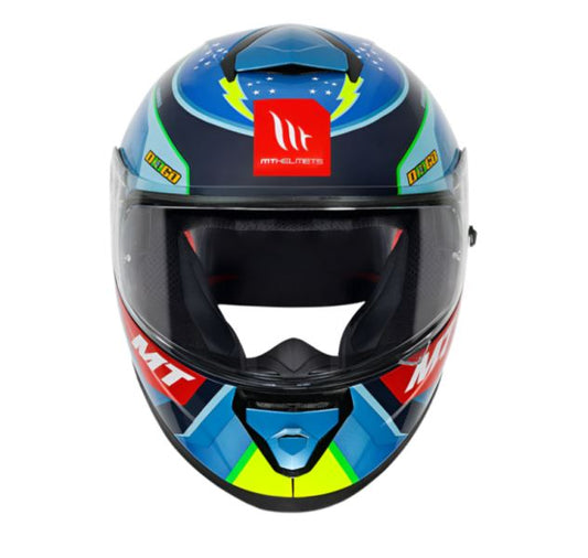MT Thunder 3 SV Spoiler Diogo Moreira A7 Gloss Blue Yellow Helmet