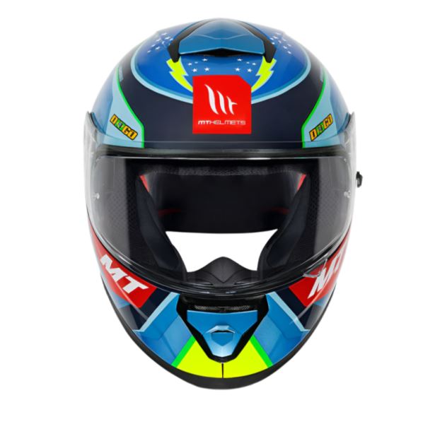 MT Thunder 3 SV Spoiler Diogo Moreira A7 Matt Blue Yellow Helmet