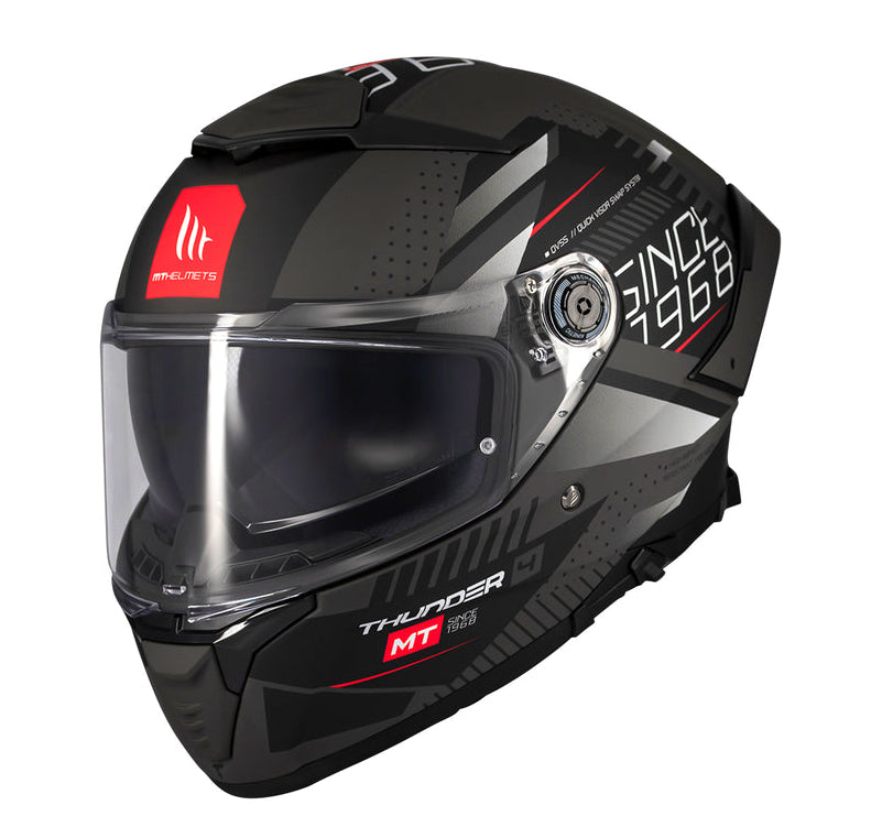 MT - Thunder 4 SV Luminence D1 Gloss Black Grey Riding Helmet - MTFF018LRG485