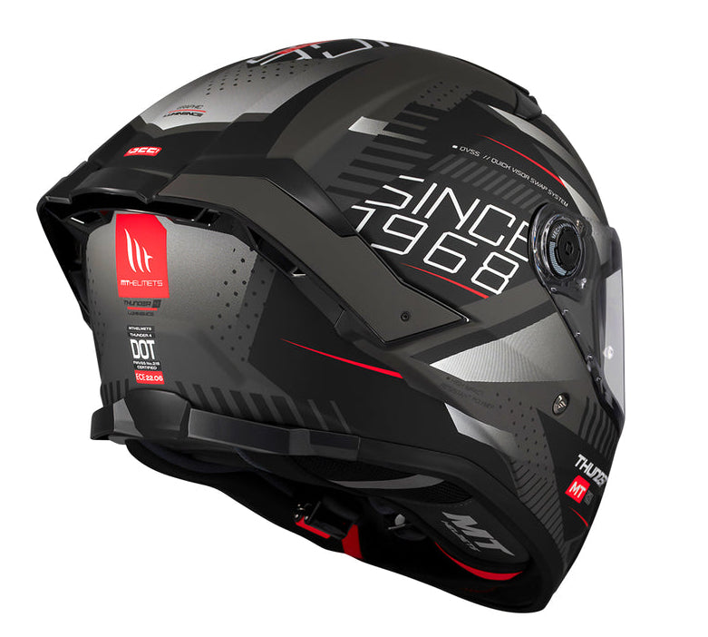 MT - Thunder 4 SV Luminence D1 Gloss Black Grey Riding Helmet