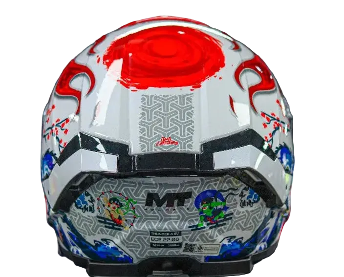 MT - Thunder 4 SV Yamanaka Japan A5 Gloss White Red Blue Riding Helmet
